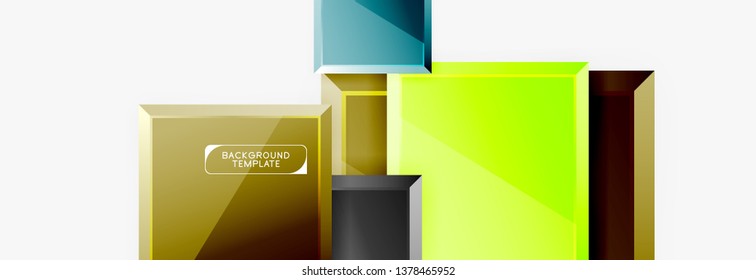 Geometrical design squares abstract banner, glossy shiny effects. Vector geometric minimal template