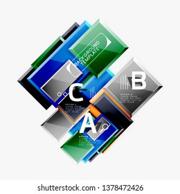 Geometrical design squares abstract banner, glossy shiny effects. Vector geometric minimal template