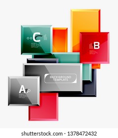 Geometrical design squares abstract banner, glossy shiny effects. Vector geometric minimal template
