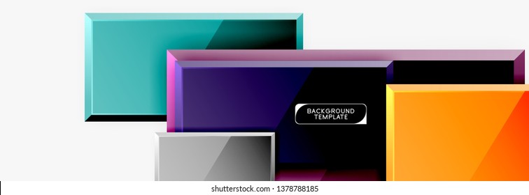 Geometrical design squares abstract banner, glossy shiny effects. Vector geometric minimal template