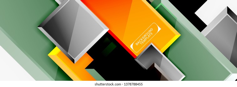 Geometrical design squares abstract banner, glossy shiny effects. Vector geometric minimal template