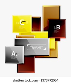 Geometrical design squares abstract banner, glossy shiny effects. Vector geometric minimal template