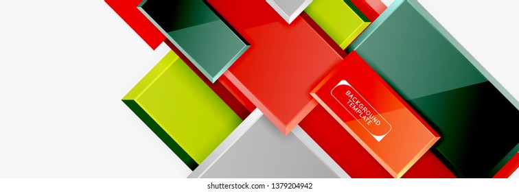 Geometrical design squares abstract banner, glossy shiny effects. Vector geometric minimal template