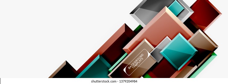 Geometrical design squares abstract banner, glossy shiny effects. Vector geometric minimal template