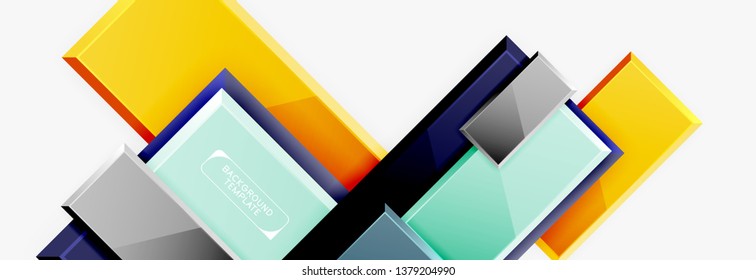 Geometrical design squares abstract banner, glossy shiny effects. Vector geometric minimal template