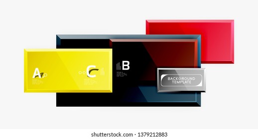 Geometrical design squares abstract banner, glossy shiny effects. Vector geometric minimal template