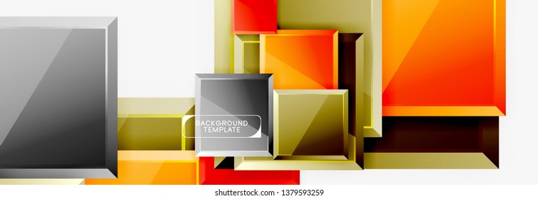 Geometrical design squares abstract banner, glossy shiny effects. Vector geometric minimal template