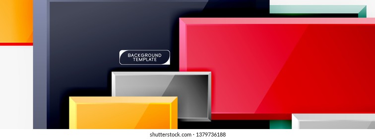 Geometrical design squares abstract banner, glossy shiny effects. Vector geometric minimal template