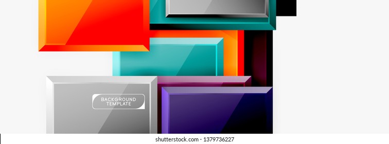 Geometrical design squares abstract banner, glossy shiny effects. Vector geometric minimal template