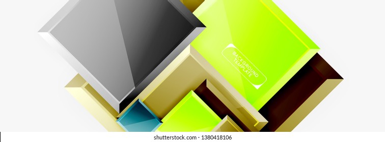 Geometrical design squares abstract banner, glossy shiny effects. Vector geometric minimal template