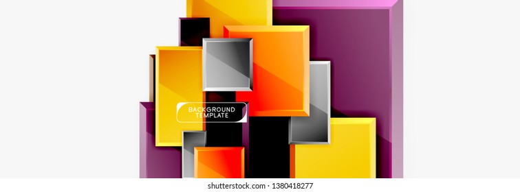Geometrical design squares abstract banner, glossy shiny effects. Vector geometric minimal template