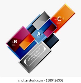 Geometrical design squares abstract banner, glossy shiny effects. Vector geometric minimal template