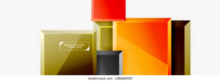 Geometrical design squares abstract banner, glossy shiny effects. Vector geometric minimal template
