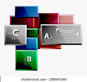 Geometrical design squares abstract banner, glossy shiny effects. Vector geometric minimal template