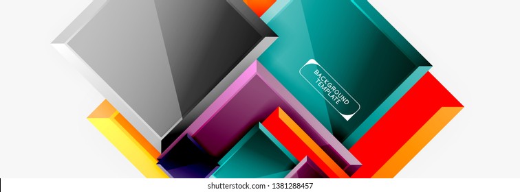 Geometrical design squares abstract banner, glossy shiny effects. Vector geometric minimal template