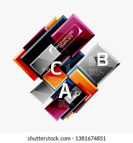 Geometrical design squares abstract banner, glossy shiny effects. Vector geometric minimal template