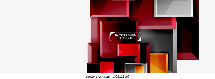 Geometrical design squares abstract banner, glossy shiny effects. Vector geometric minimal template