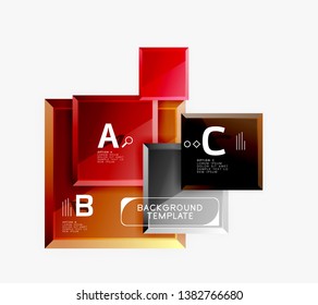 Geometrical design squares abstract banner, glossy shiny effects. Vector geometric minimal template