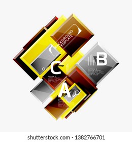 Geometrical design squares abstract banner, glossy shiny effects. Vector geometric minimal template