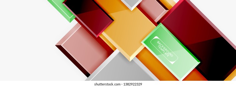 Geometrical design squares abstract banner, glossy shiny effects. Vector geometric minimal template