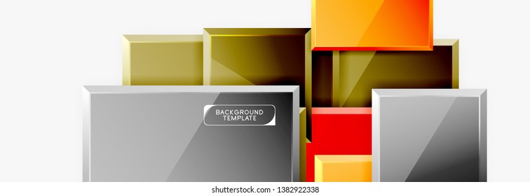 Geometrical design squares abstract banner, glossy shiny effects. Vector geometric minimal template