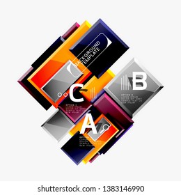 Geometrical design squares abstract banner, glossy shiny effects. Vector geometric minimal template