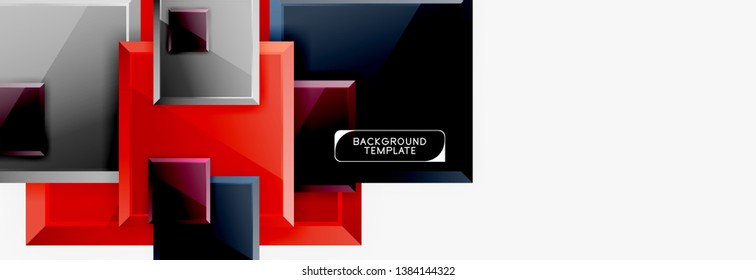 Geometrical design squares abstract banner, glossy shiny effects. Vector geometric minimal template