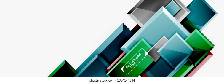 Geometrical design squares abstract banner, glossy shiny effects. Vector geometric minimal template