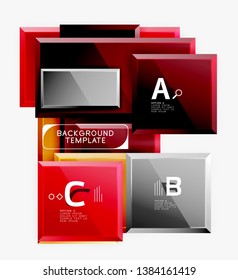 Geometrical design squares abstract banner, glossy shiny effects. Vector geometric minimal template