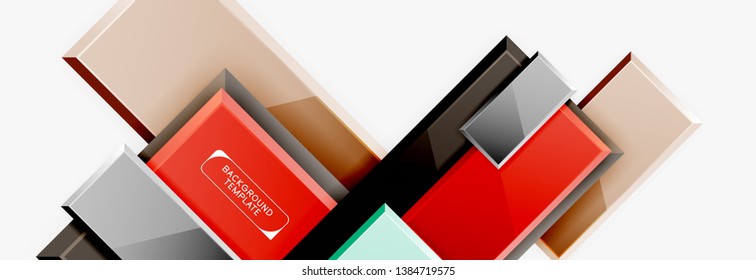 Geometrical design squares abstract banner, glossy shiny effects. Vector geometric minimal template