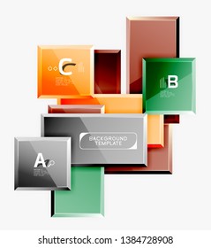 Geometrical design squares abstract banner, glossy shiny effects. Vector geometric minimal template
