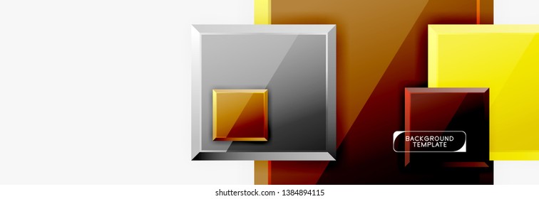 Geometrical design squares abstract banner, glossy shiny effects. Vector geometric minimal template