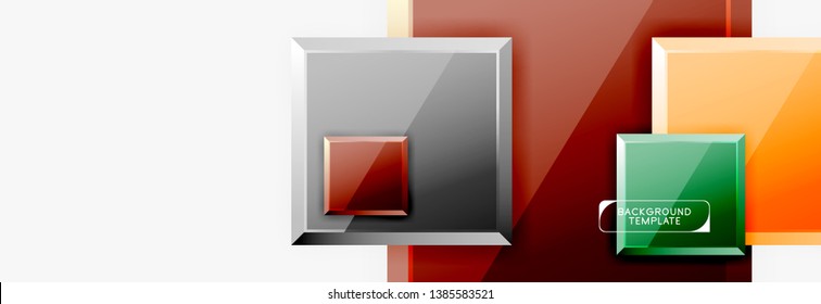 Geometrical design squares abstract banner, glossy shiny effects. Vector geometric minimal template