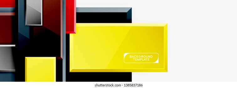 Geometrical design squares abstract banner, glossy shiny effects. Vector geometric minimal template