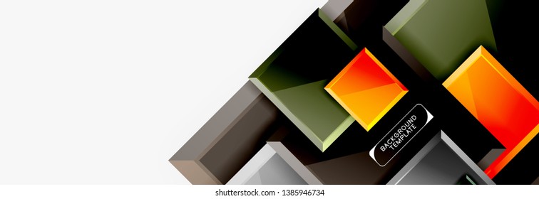 Geometrical design squares abstract banner, glossy shiny effects. Vector geometric minimal template