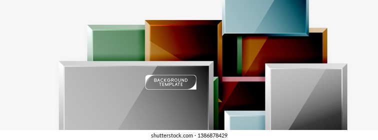 Geometrical design squares abstract banner, glossy shiny effects. Vector geometric minimal template