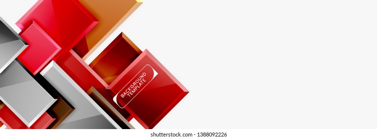 Geometrical design squares abstract banner, glossy shiny effects. Vector geometric minimal template