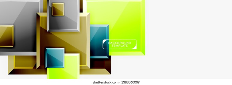 Geometrical design squares abstract banner, glossy shiny effects. Vector geometric minimal template