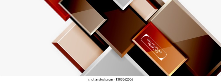 Geometrical design squares abstract banner, glossy shiny effects. Vector geometric minimal template