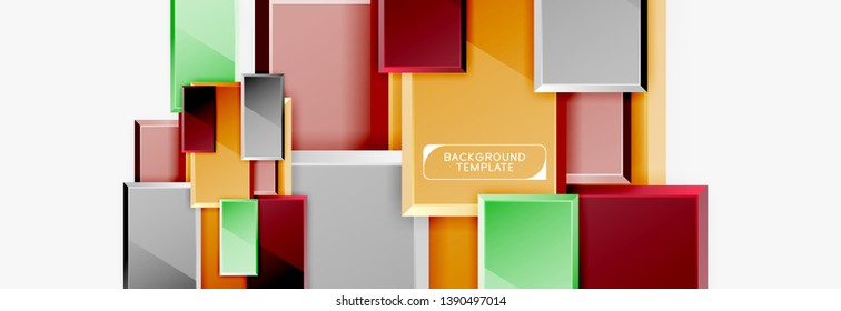 Geometrical design squares abstract banner, glossy shiny effects. Vector geometric minimal template