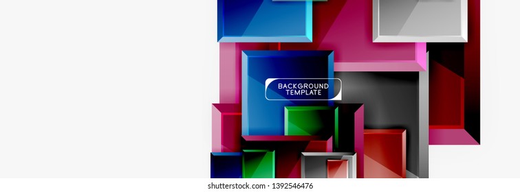 Geometrical design squares abstract banner, glossy shiny effects. Vector geometric minimal template