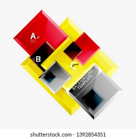 Design geométrico quadrados banner abstrato, efeitos brilhantes brilhantes brilhantes brilhantes. Modelo mínimo geométrico do vetor