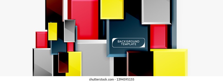 Geometrical design squares abstract banner, glossy shiny effects. Vector geometric minimal template