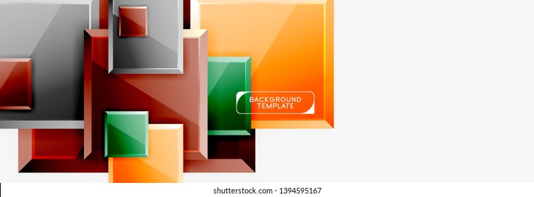 Geometrical design squares abstract banner, glossy shiny effects. Vector geometric minimal template