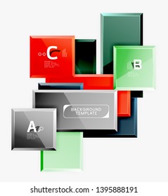 Geometrical design squares abstract banner, glossy shiny effects. Vector geometric minimal template