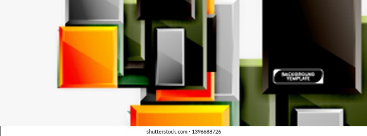 Geometrical design squares abstract banner, glossy shiny effects. Vector geometric minimal template