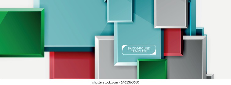 Geometrical design squares abstract banner, glossy shiny effects. Vector geometric minimal template