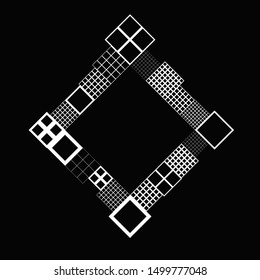 Geometrical diagonal square badge template - monochrome abstract vector graphic
