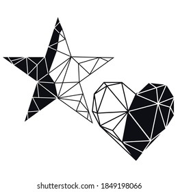 Geometrical diamond heart, star. Vector symbol  illustration. Hand drawn vector illustration.