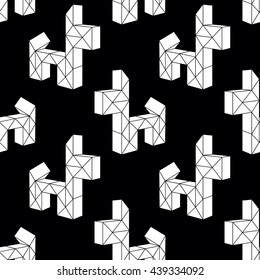 Geometrical dog. Vector puzzle. Black and white